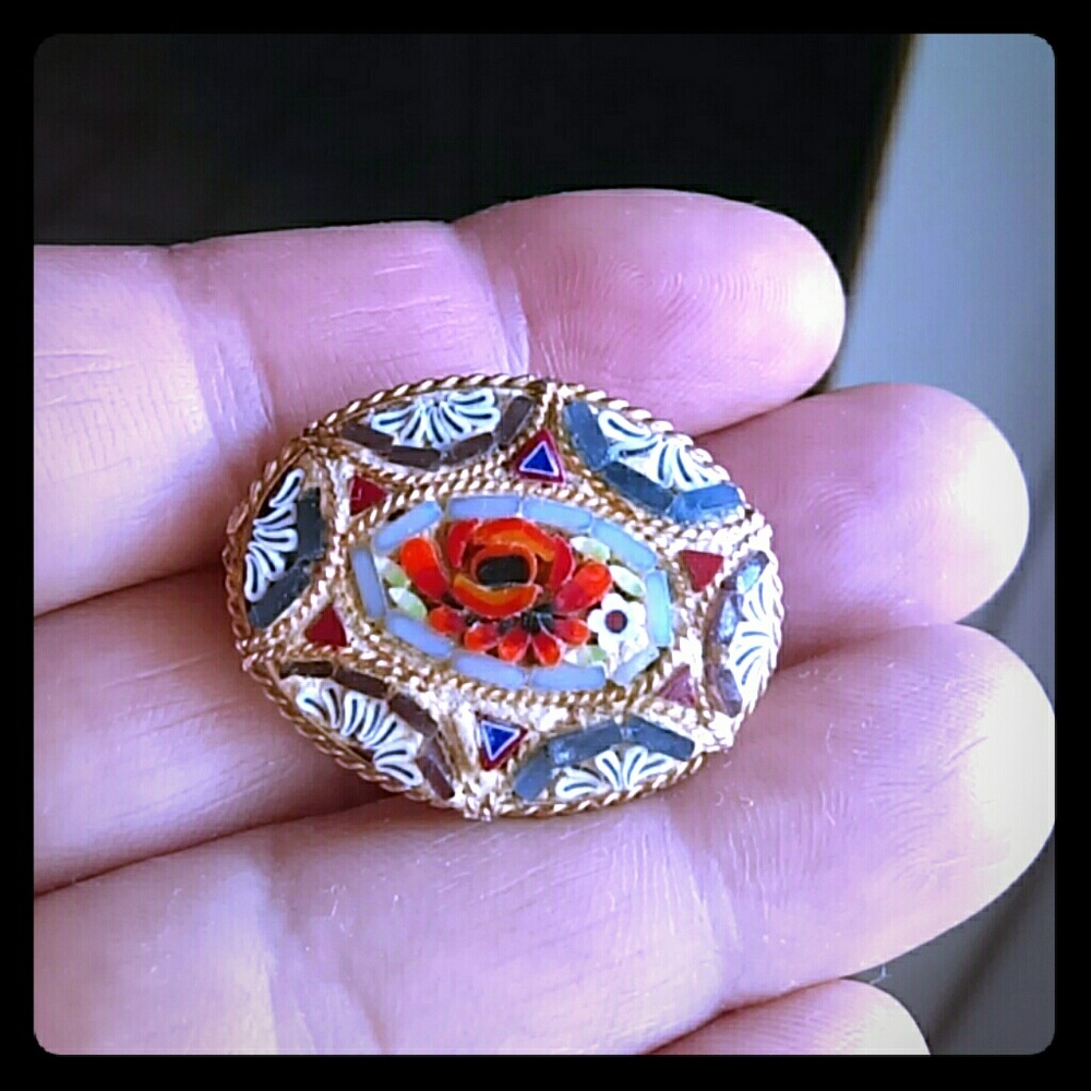 Vintage Italy Micro Mosaic Brooch